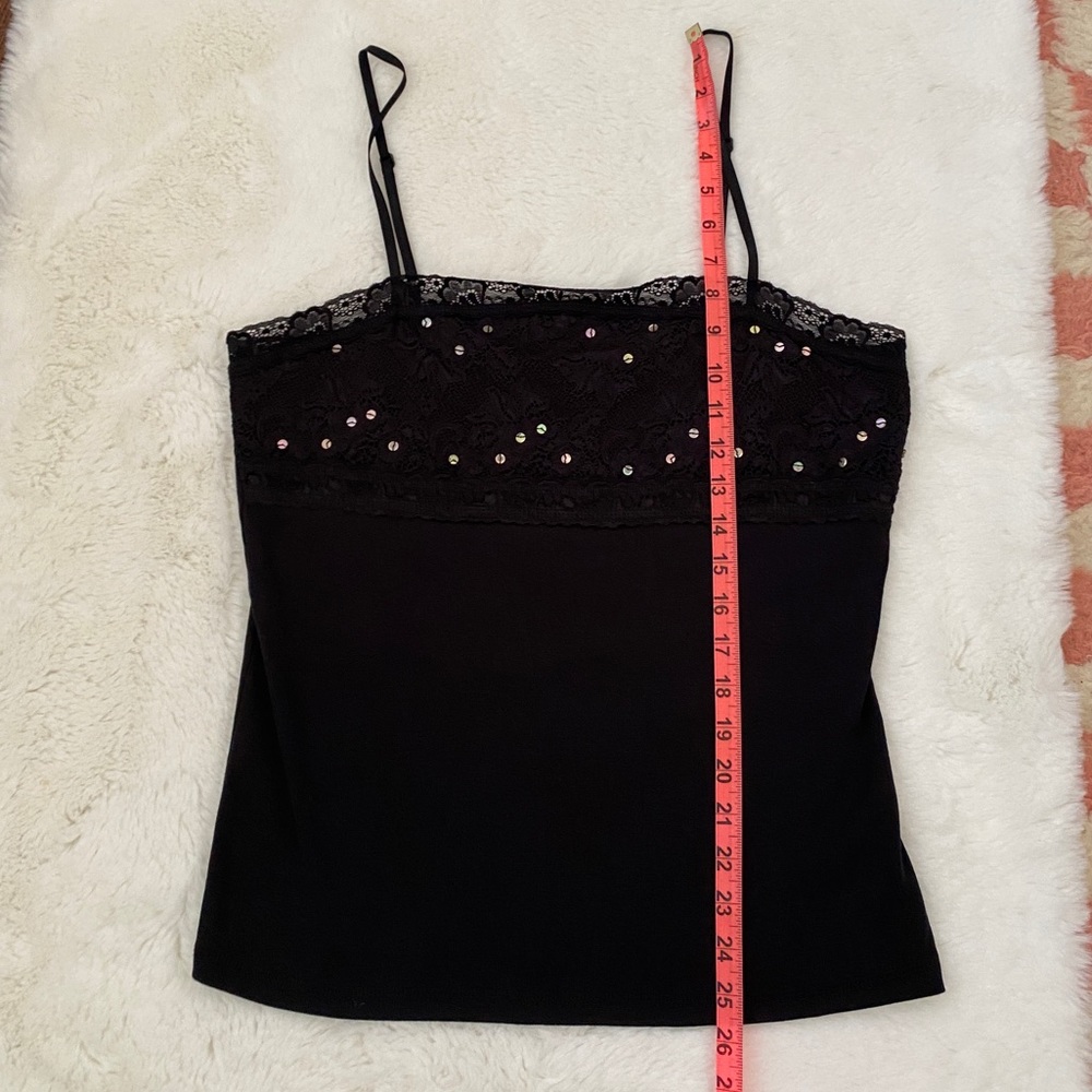 Y2K Black Lace Sequin Cami | Style & Co Stretchy Tank Top - Picture 5 of 9